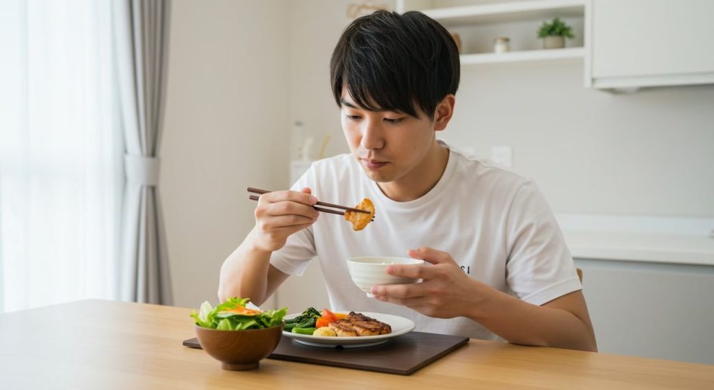 食事する男性