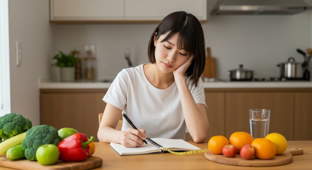 メモをとる女性